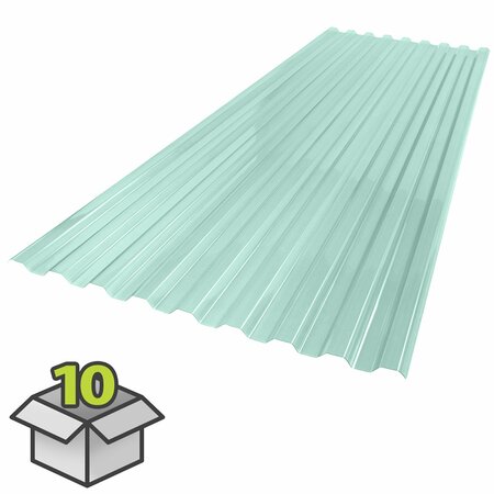 SUNTUF 26 in. x 6 ft. Sea Green Polycarbonate Roof Panel, 10PK 400993